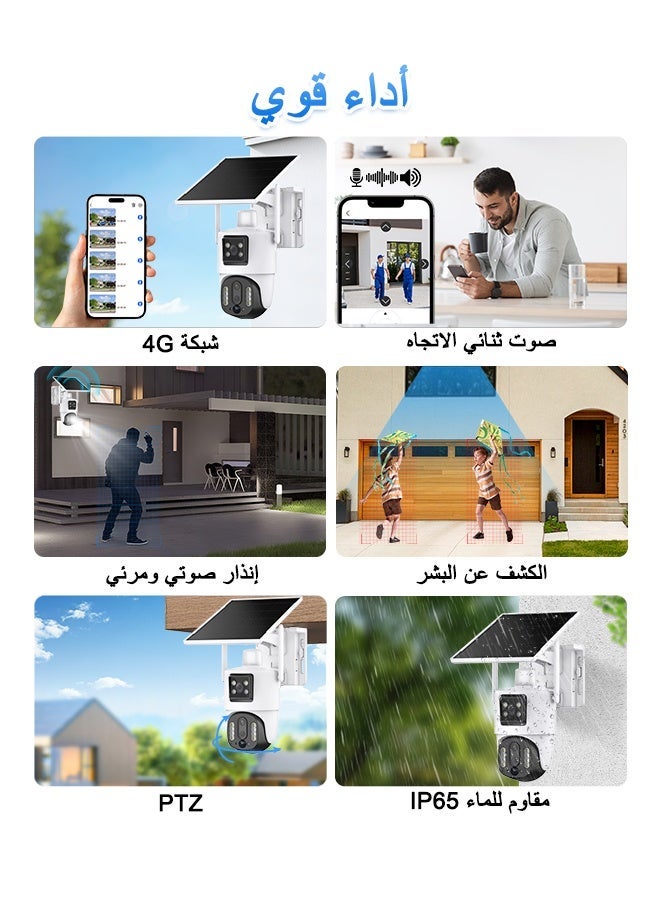 v380 Solar Triple Lens WiFi PTZ Security Camera with Zoom, Human Detection, Night Vision, Motion Alert, Two-Way Audio, Outdoor CCTV Camera, V380 App Support - Image 4